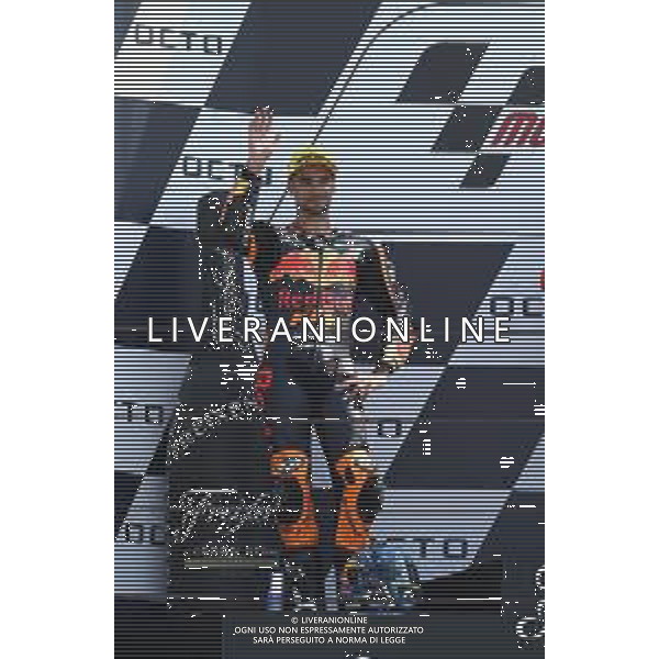 Misano Adriatico ( RN ) 09/09/2018 Misano World Circuit Marco Simoncelli. Gran Premio Octo di San Marino e della Riviera di Rimini 2018 - Moto2 Premiazione Nella foto: 2° Class. Olivera Miguel ( POR ) su KTMPH Lauro Montagnini AG ALDO LIVERANI SAS