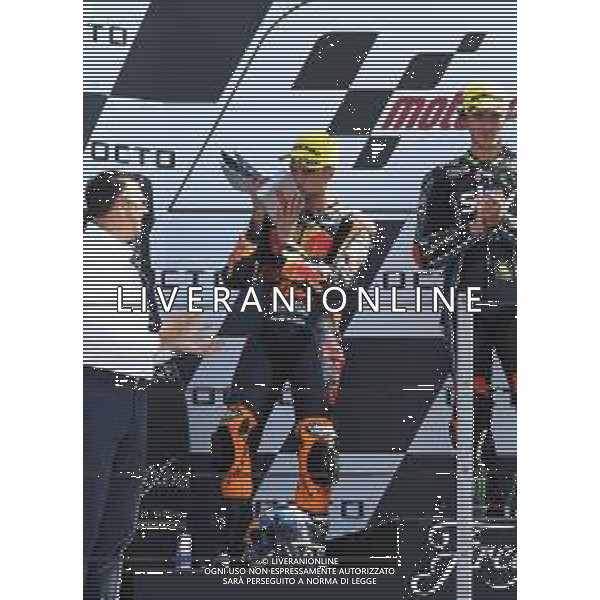 Misano Adriatico ( RN ) 09/09/2018 Misano World Circuit Marco Simoncelli. Gran Premio Octo di San Marino e della Riviera di Rimini 2018 - Moto2 Premiazione Nella foto: 2° Class. Olivera Miguel ( POR ) su KTMPH Lauro Montagnini AG ALDO LIVERANI SAS
