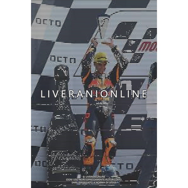 Misano Adriatico ( RN ) 09/09/2018 Misano World Circuit Marco Simoncelli. Gran Premio Octo di San Marino e della Riviera di Rimini 2018 - Moto2 Premiazione Nella foto: 2° Class. Olivera Miguel ( POR ) su KTMPH Lauro Montagnini AG ALDO LIVERANI SAS