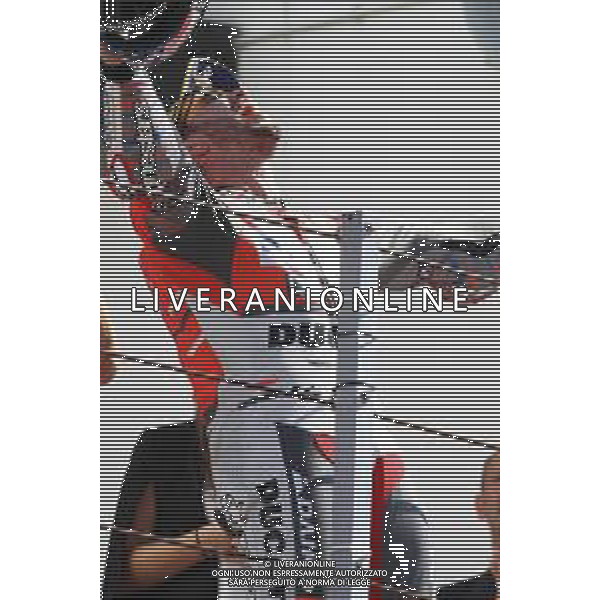 Misano Adriatico ( RN ) 09/09/2018 Misano World Circuit Marco Simoncelli. Gran Premio Octo di San Marino e della Riviera di Rimini 2018 - MOTOGP Premiazione Nella foto: Il vincitore Andrea Dovizioso ( ITA ) su DUCATI sul podio PH Lauro Montagnini AG ALDO LIVERANI SAS