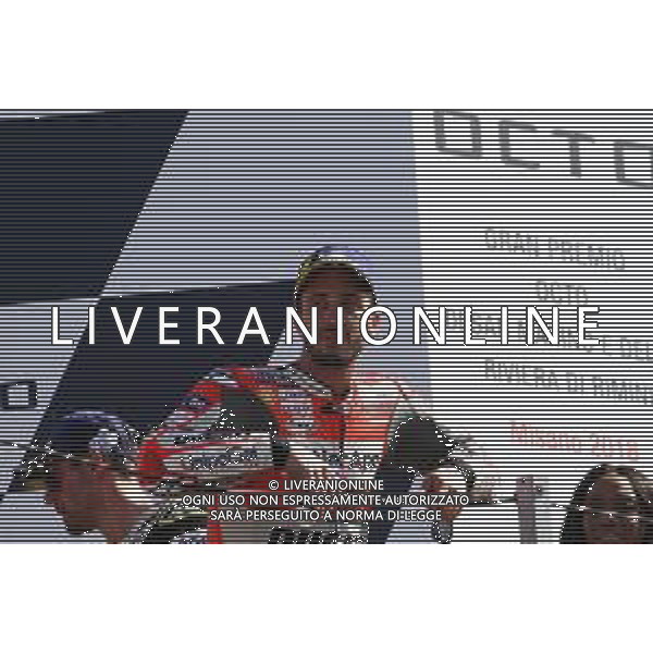 Misano Adriatico ( RN ) 09/09/2018 Misano World Circuit Marco Simoncelli. Gran Premio Octo di San Marino e della Riviera di Rimini 2018 - MOTOGP Premiazione Nella foto: Il vincitore Andrea Dovizioso ( ITA ) su DUCATI sul podio PH Lauro Montagnini AG ALDO LIVERANI SAS