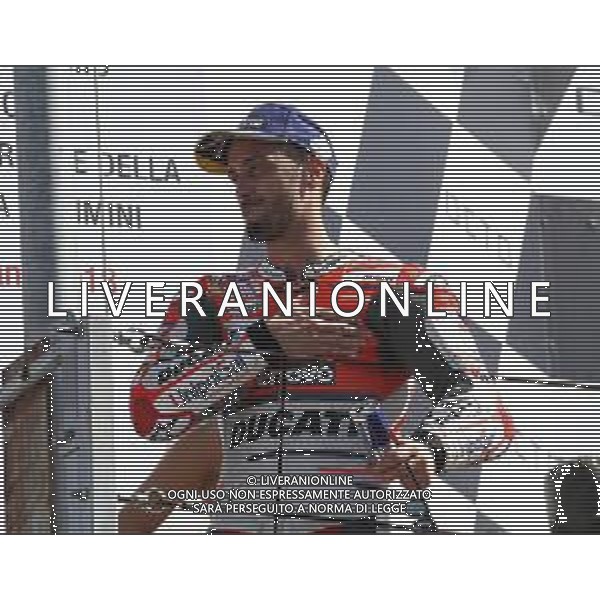 Misano Adriatico ( RN ) 09/09/2018 Misano World Circuit Marco Simoncelli. Gran Premio Octo di San Marino e della Riviera di Rimini 2018 - MOTOGP Premiazione Nella foto: Il vincitore Andrea Dovizioso ( ITA ) su DUCATI sul podio PH Lauro Montagnini AG ALDO LIVERANI SAS
