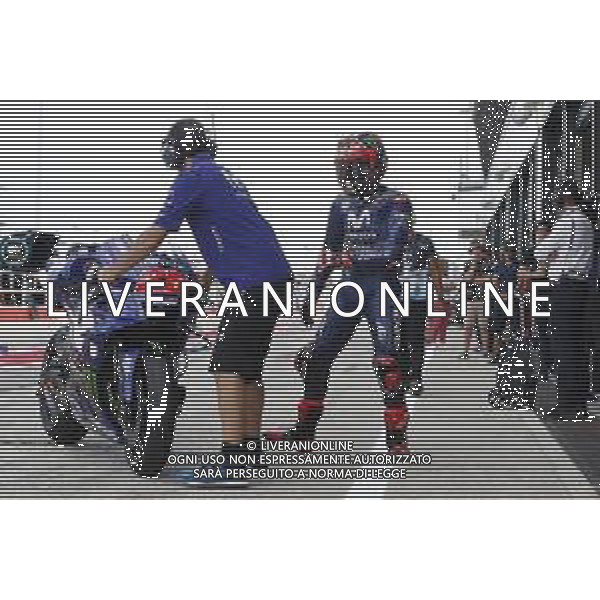 Misano - Motomondiale Gran Premio OCTO di San Marino e della Riviera di Rimini 07/09/2018 nella foto: Maverick Vinales (MOVISTAR YAMAHA MotoGP) in pit lane durante le prove libere ©Claudio Zamagni/Agenzia Aldo Liverani Maverick Vinales (MOVISTAR YAMAHA MotoGP) on the pit lane during free practice MotoGP OCTO of San Marino on September 07 2018 at Misano World Circuit Marco Simoncelli Misano Adriatico Italy photo credit by Claudio Zamagni/Aldo Liverani Photo Agency