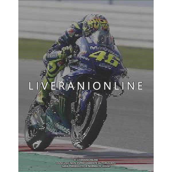 Misano - Motomondiale Gran Premio OCTO di San Marino e della Riviera di Rimini 08/09/2018 nella foto: Valentino Rossi (MOVISTAR YAMAHA MotoGP)durante le qualifiche ©Claudio Zamagni/Agenzia Aldo Liverani Valentino Rossi (MOVISTAR YAMAHA MotoGP) during Qualifying MotoGP OCTO of San Marino on September 08 2018 at Misano World Circuit Marco Simoncelli Misano Adriatico Italy photo credit by Claudio Zamagni/Aldo Liverani Photo Agency