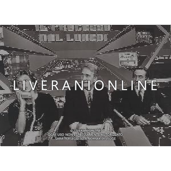 RETROSPETTIVA MAURO BELLUGI CALCIATORE NELLA FOTO MAURO BELLUGI -DANILA CACCIA-ALDO BISCARDI TRASMISSIONE TELEVISIVA PROCESSO DEL LUNEDI AG ALDO LIVERANI SAS
