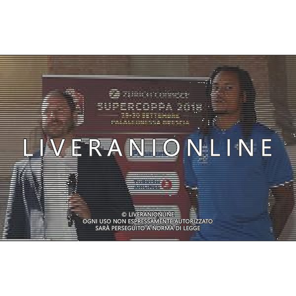Conferenza Stampa di Presentazione della Zurich Connect Supercoppa Basket 2018 - Piazza della Loggia, Brescia 24.09.2018. nella foto il capitano David Moss, il coach Andrea Diana di Germani Basket Brescia ©Simone Venezia/Fotolive/ AGENZIA ALDO LIVERANI SAS