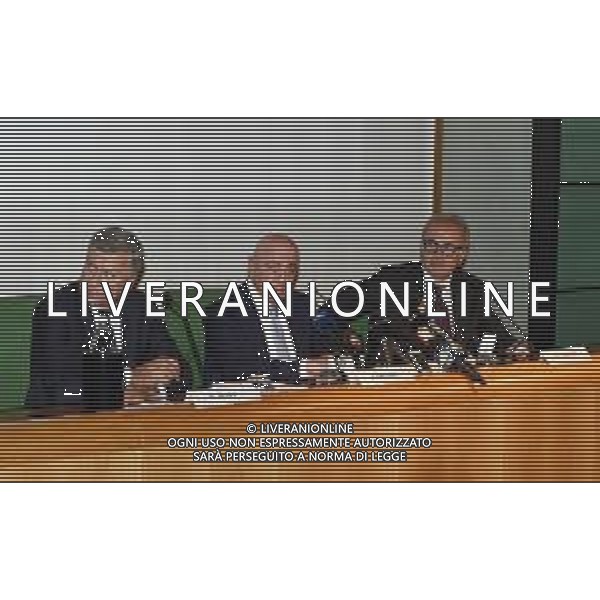 Conferenza Stampa dell\'acquisto della Societa\' Sportiva Monza Calcio da parte della Fininvest Monza (MB) - 28.09.2018 Nella Foto:Dario Allevi, Adriano Galliani, Nicola Colombo /Ag. Aldo Liverani