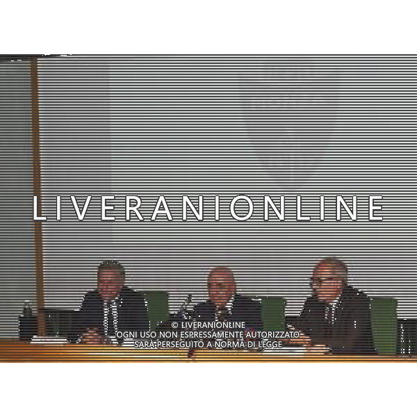 Conferenza Stampa dell\'acquisto della Societa\' Sportiva Monza Calcio da parte della Fininvest Monza (MB) - 28.09.2018 Nella Foto:Dario Allevi, Adriano Galliani, Nicola Colombo /Ag. Aldo Liverani