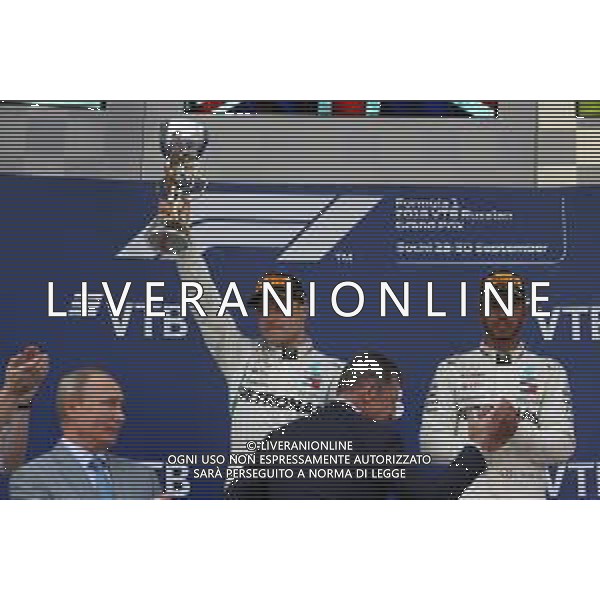 2nd place Valtteri Bottas (FIN) Mercedes AMG F1 and 1st place Lewis Hamilton (GBR) Mercedes AMG F1 W09. 30.09.2018. Formula 1 World Championship, Rd 16, Russian Grand Prix, Sochi Autodrom, Sochi, Russia, Race Day. / AGENZIA ALDO LIVERANI SAS - ITALY ONLY EDITORIAL USE ONLY