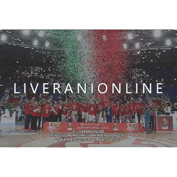 Esultanza Festeggiamenti a fine gara Milano vincitrice,A|X Armani Exchange Milano - Fiat Torino finale di Supercoppa Italiana, Brescia 30 settembre 2018. Ph Fotolive Simone Venezia / AGENZIA ALDO LIVERANI SAS - Olimpia Milano - Fiat Torino Finale di Supercoppa Italiana di basket 2018 al PalaLeonessa di Brescia 30.09.2018