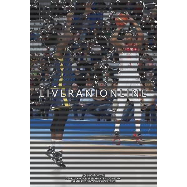 Jeff Brooks ,A|X Armani Exchange Milano - Fiat Torino finale di Supercoppa Italiana, Brescia 30 settembre 2018. Ph Fotolive Simone Venezia / AGENZIA ALDO LIVERANI SAS - Olimpia Milano - Fiat Torino Finale di Supercoppa Italiana di basket 2018 al PalaLeonessa di Brescia 30.09.2018