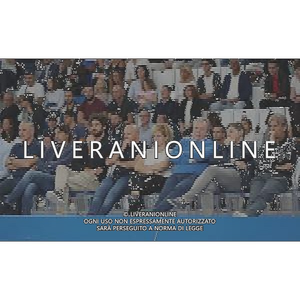 Luca Vitali , Mauro Ferrari Graziella Bragaglio e Matteo Bonetti , Mino Taveri A|X Armani Exchange Milano - Fiat Torino finale di Supercoppa Italiana, Brescia 30 settembre 2018. Ph Fotolive Simone Venezia / AGENZIA ALDO LIVERANI SAS - Olimpia Milano - Fiat Torino Finale di Supercoppa Italiana di basket 2018 al PalaLeonessa di Brescia 30.09.2018