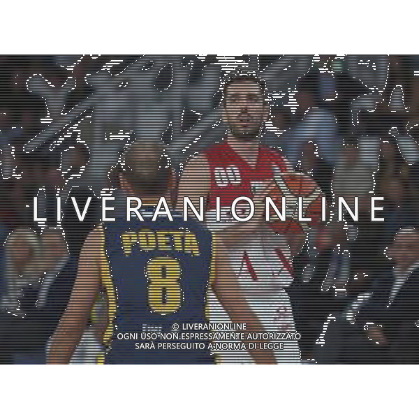 Amedeo Della Valle ,A|X Armani Exchange Milano - Fiat Torino finale di Supercoppa Italiana, Brescia 30 settembre 2018. Ph Fotolive Simone Venezia / AGENZIA ALDO LIVERANI SAS - Olimpia Milano - Fiat Torino Finale di Supercoppa Italiana di basket 2018 al PalaLeonessa di Brescia 30.09.2018