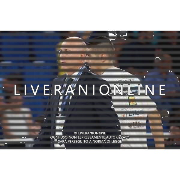 Vincenzo Cavazzana del Trento , Torino vs Trento basket supercoppa, Brescia 29 Settembre 2018. Ph Fotolive Filippo Venezia / AGENZIA ALDO LIVERANI SAS - Fiat Auxillium Torino - Dolomiti Energia Aquila Trento Semifinale di Supercoppa Italiana di basket 2018 al PalaLeonessa di Brescia 29.09.2018