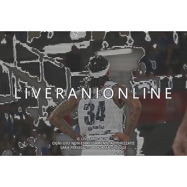 David Jerard Moss , Germani Brescia vs Milano basket supercoppa, Brescia 29 Settembre 2018. Ph Fotolive Filippo Venezia / AGENZIA ALDO LIVERANI SAS - AX Armani Exchange Milano - Germani Basket Brescia Semifinale di Supercoppa Italiana di basket 2018 al PalaLeonessa di Brescia 29.09.2018
