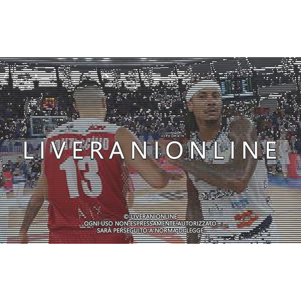 delusione a fine partita di David Jerard Moss ,A|X Armani Exchange Milano - Germani Basket Brescia semifinale di Supercoppa Italiana, Brescia 29 settembre 2018. Ph Fotolive Simone Venezia / AGENZIA ALDO LIVERANI SAS - AX Armani Exchange Milano - Germani Basket Brescia Semifinale di Supercoppa Italiana di basket 2018 al PalaLeonessa di Brescia 29.09.2018