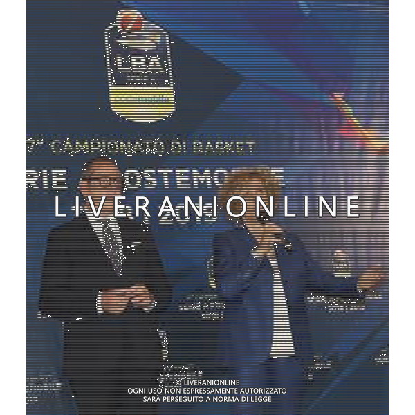 Egidio Bianchi e Graziella Bragaglio ,presentazione del campionato di Basket 2018 2019, Brescia 1 ottobre 2018. Ph Fotolive Simone Venezia / AGENZIA ALDO LIVERANI SAS - Presentazione del Campionato italiano di pallacanestro maschile Basket Serie A 2018-2019, Brescia 01.10.2018