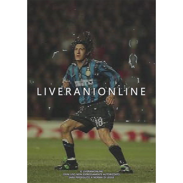 03-03-1999 MANCHESTER. CHAMPIONS LEAGUE MANCHESTER UNITED INTER 2-0 NELLA FOTO IVAN ZAMORANO AG ALDO LIVERANI SAS