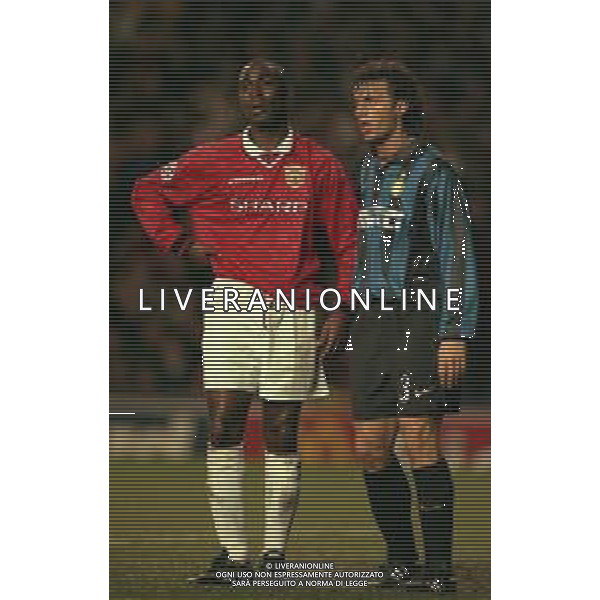 03-03-1999 MANCHESTER. CHAMPIONS LEAGUE MANCHESTER UNITED INTER 2-0 NELLA FOTO francesco colonnese e cole andy AG ALDO LIVERANI SAS