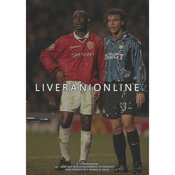 03-03-1999 MANCHESTER. CHAMPIONS LEAGUE MANCHESTER UNITED INTER 2-0 NELLA FOTO francesco colonnese e cole andy AG ALDO LIVERANI SAS