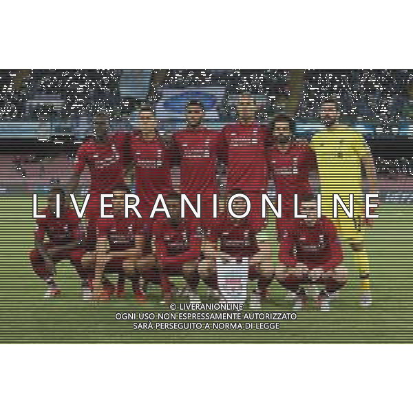NAPOLI - LIVERPOOL CHAMPIONS LEAGUE 03 OTTOBRE 2018 NELLA FOTO LA FORMAZIONE DEL LIVERPOOL SCHIERATA NEL PREPARTITA ©MOSCA / AGENZIA ALDO LIVERANI SAS