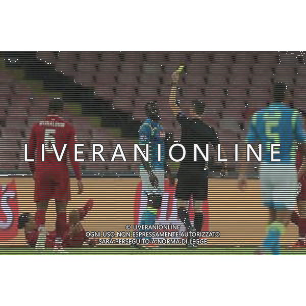 NAPOLI - LIVERPOOL CHAMPIONS LEAGUE 03 OTTOBRE 2018 NELLA FOTO AMMONIZIONE KALIDOU KOULIBALY ©MOSCA / AGENZIA ALDO LIVERANI SAS