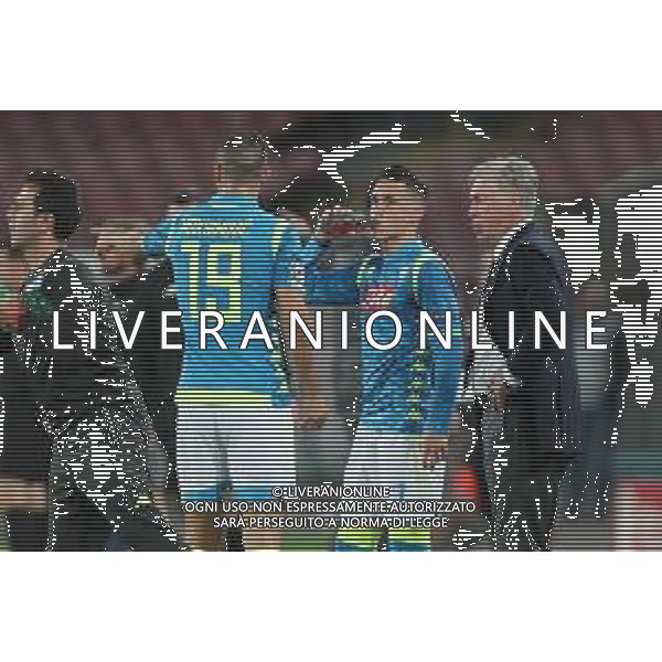 NAPOLI - LIVERPOOL CHAMPIONS LEAGUE 03 OTTOBRE 2018 NELLA FOTO NIKOLA MAKSIMOVIC, JOSE\' CALLEJON, CARLO ANCELOTTI ©MOSCA / AGENZIA ALDO LIVERANI SAS