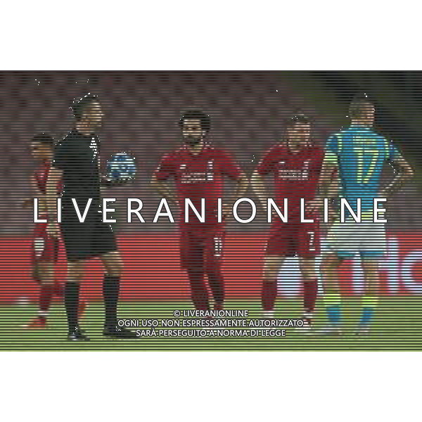 NAPOLI - LIVERPOOL CHAMPIONS LEAGUE 03 OTTOBRE 2018 NELLA FOTO ARBITRO KASSAI, MOHAMED SALAH, JAMES MILNER , MAREK HAMSIK ©MOSCA / AGENZIA ALDO LIVERANI SAS