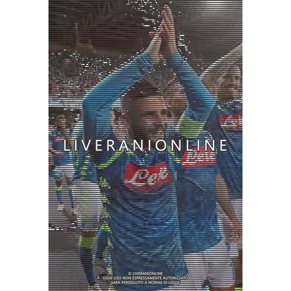 NAPOLI - LIVERPOOL CHAMPIONS LEAGUE 03 OTTOBRE 2018 NELLA FOTO ESULTANZA A FINE GARA DEI GIOCATORI DEL NAPOLI SOTTO LA CURVA DEI TIFOSI - LORENZO INSIGNE ©MOSCA / AGENZIA ALDO LIVERANI SAS