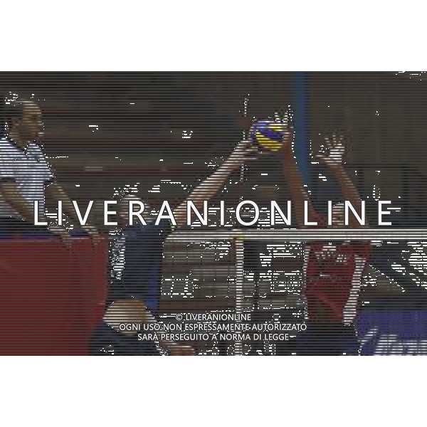 Rimini Volley Cup 2018 quadrangolare di volley maschile - Revivre Axopower Milano vs Top Volley Latina 06/10/2018 nella foto: Attacco Sten Toncek e difesa Abdel Aziz Nimir ©Claudio Zamagni/Agenzia Aldo Liverani