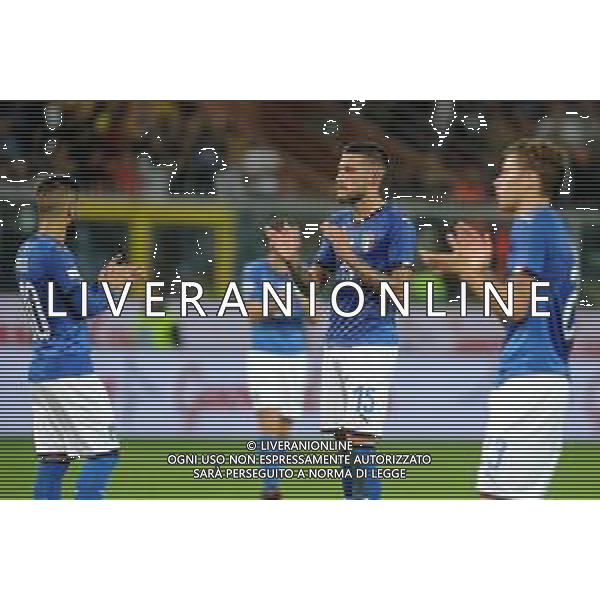 Incontro amichevole Italia-Ucraina Genova (Italia) - 10.10.2018 Italia-Ucraina Nella Foto: I giocatori italiani applaudono al minuto 43 /Ph.Cebrelli-Ag. Aldo Liverani