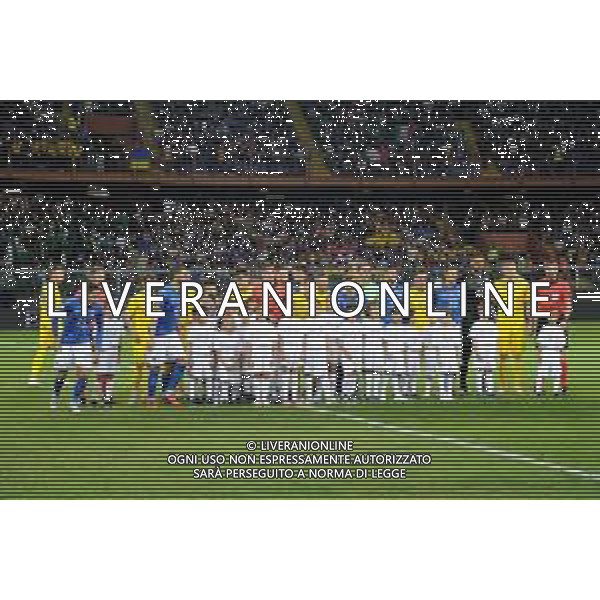 Incontro amichevole Italia-Ucraina Genova (Italia) - 10.10.2018 Italia-Ucraina Nella Foto: le due formazioni schierate nel prepartita /Ph.Cebrelli-Ag. Aldo Liverani