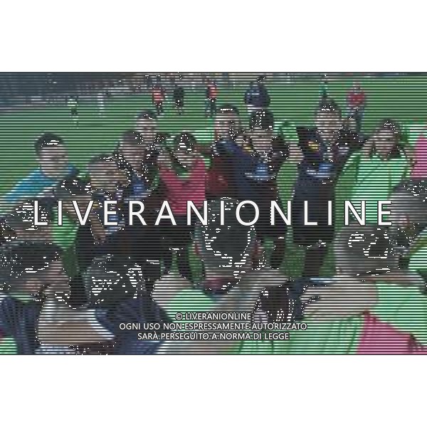 IMOLA 10 10 2018 COPPA ITALIA IMOLESE CALCIO-PISTOIESE NELLA FOTO ESULTANZA DOPO LA PARTITA FOTO GIANNI SANNA-AG ALDOLIVERANI SAS