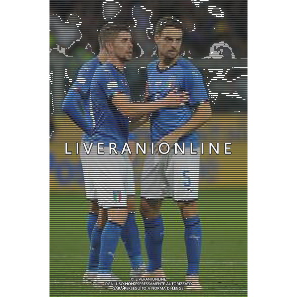 Incontro amichevole Italia-Ucraina Genova (Italia) - 10.10.2018 Italia-Ucraina Nella Foto: Jorginho e Giacomo Bonaventura /Ph.Cebrelli-Ag. Aldo Liverani