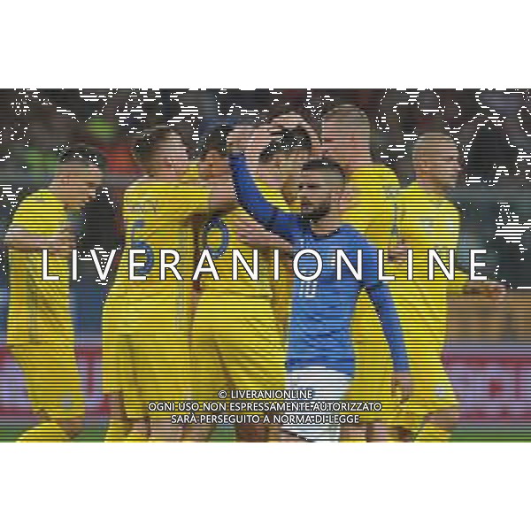 Incontro amichevole Italia-Ucraina Genova (Italia) - 10.10.2018 Italia-Ucraina Nella Foto: Lorenzo Insigne chiede il pallone mentre gli Ucraini esultano /Ph.Cebrelli-Ag. Aldo Liverani