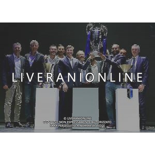 Festival dello Sport Trento 2018 Trento - 12.10.2018 Nella Foto:L’ Inter del Triplete - Enrico Mentana - Andrea Elefante - Massimo Moratti - Tronchetti Provera - Marco Branca - Javier Zanetti - Diego Milito - Julio Cesar - marco Materazzi - Maicon - Orlandoni - Francesco Toldo /Ph.Vitez-Ag. Aldo Liverani