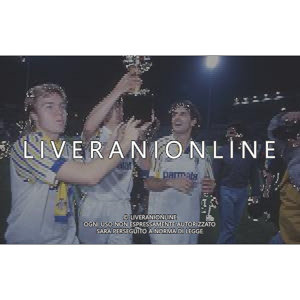 RETROSPETTIVA THOMAS BROLIN CALCIATORE NELLA FOTO THOMAS BROLIN CON LA MAGLIA DEL PARMA CALCIO VINCE LA COPPA ITALIA AG ALDO LIVERANI SAS