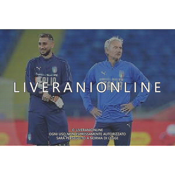 2018.10.13 Chorzow Pilka nozna UEFA Liga Narodow Konferencja i Trening Reprezentacji Wloch N/z Gianluigi Donnarumma con Massimo Battara Foto Rafal Rusek / PressFocus 2018.10.13 Chorzow Football UEFA Nations League Konferencja i Trening Reprezentacji Wloch Credit: Rafal Rusek / PressFocus / NEWSPIX.PL --- Newspix.pl/ AGENZIA ALDO LIVERANI SAS - ITALY ONLY EDITORIAL USE ONLY - Allenamento e Conferenza Stampa della Nazionale Italiana a Chorzow in Polonia 13.10.2018