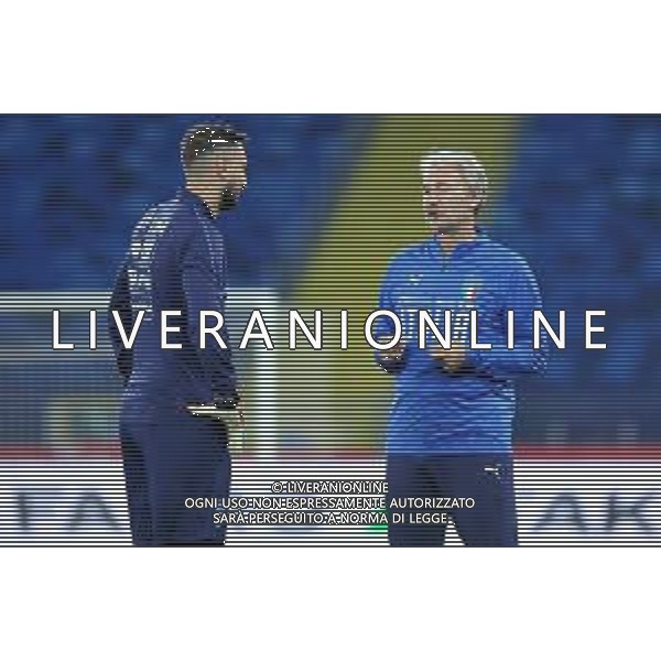 2018.10.13 Chorzow Pilka nozna UEFA Liga Narodow Konferencja i Trening Reprezentacji Wloch N/z Gianluigi Donnarumma con Massimo Battara Foto Rafal Rusek / PressFocus 2018.10.13 Chorzow Football UEFA Nations League Konferencja i Trening Reprezentacji Wloch Credit: Rafal Rusek / PressFocus / NEWSPIX.PL --- Newspix.pl/ AGENZIA ALDO LIVERANI SAS - ITALY ONLY EDITORIAL USE ONLY - Allenamento e Conferenza Stampa della Nazionale Italiana a Chorzow in Polonia 13.10.2018