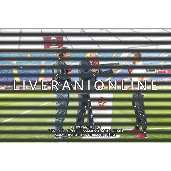14.10.2018 CHORZOW - KATOWICE, STADION SLASKI (KATOWICE, POLAND SILESIA STADIUM) PILKA NOZNA (FOOTBALL) LIGA NARODOW UEFA (UEFA NATIONAL LEAGUE) MECZ POLSKA - WLOCHY ( GAME POLAND - ITALY ) NZ MACIEJ KRAWCZYK, JAN TOMASZEWSKI, FILIP ADAMUS -STUDIO LACZY NAS PILKA PRZED MECZEM FOTO LUKASZ GROCHALA/CYFRASPORT / NEWSPIX.PL --- Newspix.pl / AGENZIA ALDO LIVERANI SAS - ITALY ONLY EDITORIAL USE ONLY - Polonia - Italia UEFA Nations League 14.10.2018