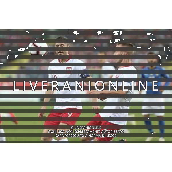 CHORZOW 14.10.2018 SPORT PILKA NOZNA FOOTBALL LIGA NARODOW - UEFA NATIONS LEAGUE POLSKA - WLOCHY POLAND - ITALY NZ. ROBERT LEWANDOWSKI (POL) JACEK GORALSKI (POL) FOT. MICHAL CHWIEDUK / FOKUSMEDIA.COM.PL / NEWSPIX.PL --- Newspix.pl / AGENZIA ALDO LIVERANI SAS - ITALY ONLY EDITORIAL USE ONLY - Polonia - Italia UEFA Nations League 14.10.2018