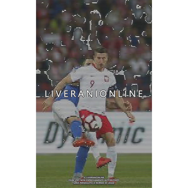 CHORZOW STADION SLASKI 14.10.2018 LIGA NARODOW PILKA NOZNA POLSKA (BIALE) - WLOCHY () NZ Robert Lewandowski . FOT TOMASZ WANTULA / NEWSPIX.PL CHORZOW 14.10.2018 FOOTBALL MEN\'S LEAGUE OF NATIONS POLAND - ITALY TOMASZ WANTULA / NEWSPIX.PL --- Newspix.pl / AGENZIA ALDO LIVERANI SAS - ITALY ONLY EDITORIAL USE ONLY - Polonia - Italia UEFA Nations League 14.10.2018