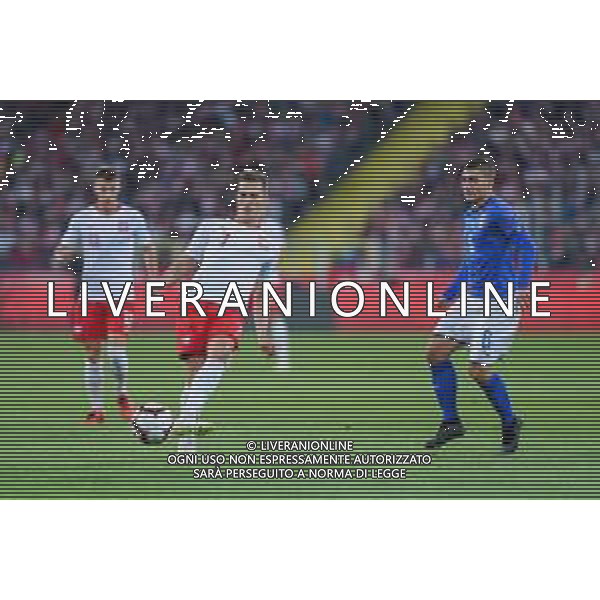 14.10.2018 CHORZOW - KATOWICE, STADION SLASKI (KATOWICE, POLAND SILESIA STADIUM) PILKA NOZNA (FOOTBALL) LIGA NARODOW UEFA (UEFA NATIONAL LEAGUE) MECZ POLSKA - WLOCHY ( GAME POLAND - ITALY ) NZ ARKADIUSZ MILIK VERRATTI MARCO FOTO MARCIN PIRGA / CYFRASPORT / NEWSPIX.PL --- Newspix.pl / AGENZIA ALDO LIVERANI SAS - ITALY ONLY EDITORIAL USE ONLY - Polonia - Italia UEFA Nations League 14.10.2018