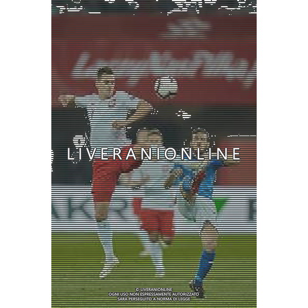 14.10.2018 CHORZOW - KATOWICE, STADION SLASKI (KATOWICE, POLAND SILESIA STADIUM) PILKA NOZNA (FOOTBALL) LIGA NARODOW UEFA (UEFA NATIONAL LEAGUE) MECZ POLSKA - WLOCHY ( GAME POLAND - ITALY ) NZ. ARKADIUSZ MILIK, ALESSANDRO FLORENZI FOTO RADOSLAW JOZWIAK / CYFRASPORT / NEWSPIX.PL --- Newspix.pl / AGENZIA ALDO LIVERANI SAS - ITALY ONLY EDITORIAL USE ONLY - Polonia - Italia UEFA Nations League 14.10.2018