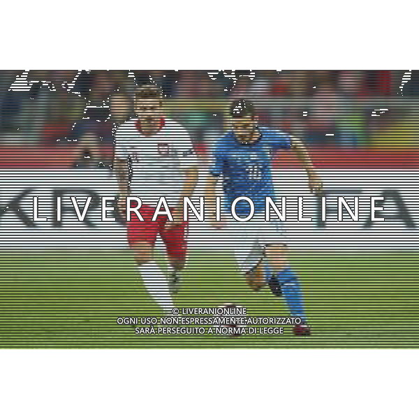 Chorzow , Stadion Slaski 14.10.2018 Sport , Pilka nozna , Reprezentacja , Kadra , Liga Narodow , Liga A , Grupa 3 , Polska - Wlochy NZ Karol Linetty ( POL ) Alessandro Florenzi ( ITA ) FOT Michal Nowak / Newspix.pl Chorzow , Silesian Stadium 14.10.2018 Sport , Football National Teams , UEFA Nations League , League A , Group 3 , Poland - Italy photo by Michal Nowak / Newspix.pl --- Newspix.pl / AGENZIA ALDO LIVERANI SAS - ITALY ONLY EDITORIAL USE ONLY - Polonia - Italia UEFA Nations League 14.10.2018