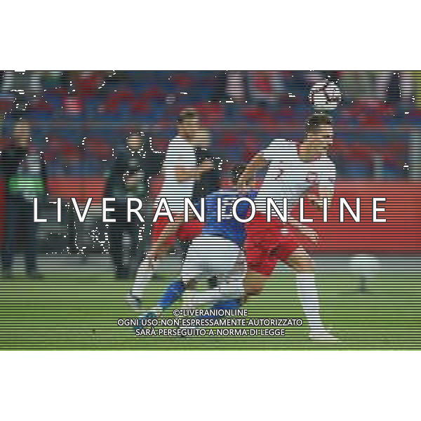 Chorzow , Stadion Slaski 14.10.2018 Sport , Pilka nozna , Reprezentacja , Kadra , Liga Narodow , Liga A , Grupa 3 , Polska - Wlochy NZ Jorginho ( ITA ) Arkadiusz Milik ( POL ) FOT Michal Nowak / Newspix.pl Chorzow , Silesian Stadium 14.10.2018 Sport , Football National Teams , UEFA Nations League , League A , Group 3 , Poland - Italy photo by Michal Nowak / Newspix.pl --- Newspix.pl / AGENZIA ALDO LIVERANI SAS - ITALY ONLY EDITORIAL USE ONLY - Polonia - Italia UEFA Nations League 14.10.2018