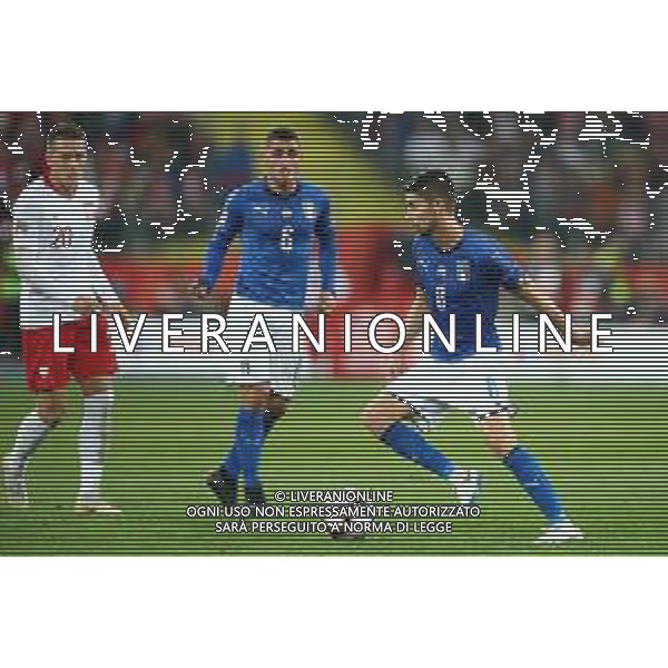 Chorzow , Stadion Slaski 14.10.2018 Sport , Pilka nozna , Reprezentacja , Kadra , Liga Narodow , Liga A , Grupa 3 , Polska - Wlochy NZ Piotr Zielinski ( POL ) Marco Verratti ( ITA ) Jorginho ( ITA ) FOT Michal Nowak / Newspix.pl Chorzow , Silesian Stadium 14.10.2018 Sport , Football National Teams , UEFA Nations League , League A , Group 3 , Poland - Italy photo by Michal Nowak / Newspix.pl --- Newspix.pl / AGENZIA ALDO LIVERANI SAS - ITALY ONLY EDITORIAL USE ONLY - Polonia - Italia UEFA Nations League 14.10.2018