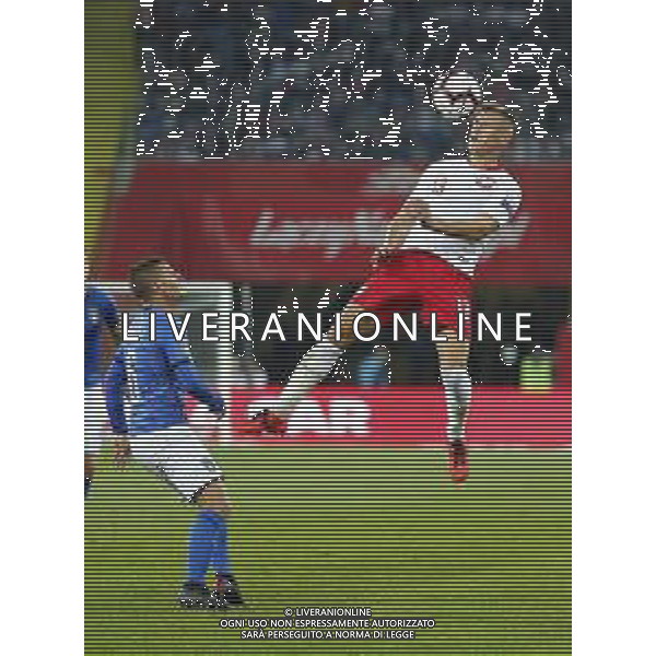 CHORZOW STADION SLASKI 14.10.2018 LIGA NARODOW PILKA NOZNA POLSKA (BIALO-CZERWONE) - WLOCHY (NIEBIESKO-BIALE) NZ Marco Verratti , Damian Szymanski . FOT TOMASZ WANTULA / NEWSPIX.PL CHORZOW 14.10.2018 FOOTBALL MEN\'S LEAGUE OF NATIONS POLAND - ITALY TOMASZ WANTULA / NEWSPIX.PL --- Newspix.pl / AGENZIA ALDO LIVERANI SAS - ITALY ONLY EDITORIAL USE ONLY - Polonia - Italia UEFA Nations League 14.10.2018