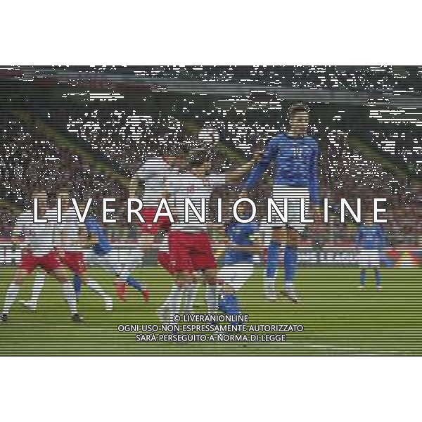 CHORZOW STADION SLASKI 14.10.2018 LIGA NARODOW PILKA NOZNA POLSKA (BIALO-CZERWONE) - WLOCHY (NIEBIESKO-BIALE) NZ Kamil Glik , Jan Bednarek , Robert Lewandowski , Bartosz Bereszynski , Federico Chiesa . FOT TOMASZ WANTULA / NEWSPIX.PL CHORZOW 14.10.2018 FOOTBALL MEN\'S LEAGUE OF NATIONS POLAND - ITALY TOMASZ WANTULA / NEWSPIX.PL --- Newspix.pl / AGENZIA ALDO LIVERANI SAS - ITALY ONLY EDITORIAL USE ONLY - Polonia - Italia UEFA Nations League 14.10.2018