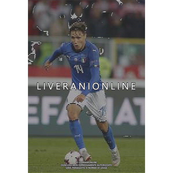 CHORZOW STADION SLASKI 14.10.2018 LIGA NARODOW PILKA NOZNA POLSKA (BIALO-CZERWONE) - WLOCHY (NIEBIESKO-BIALE) NZ Federico Chiesa . FOT TOMASZ WANTULA / NEWSPIX.PL CHORZOW 14.10.2018 FOOTBALL MEN\'S LEAGUE OF NATIONS POLAND - ITALY TOMASZ WANTULA / NEWSPIX.PL --- Newspix.pl / AGENZIA ALDO LIVERANI SAS - ITALY ONLY EDITORIAL USE ONLY - Polonia - Italia UEFA Nations League 14.10.2018